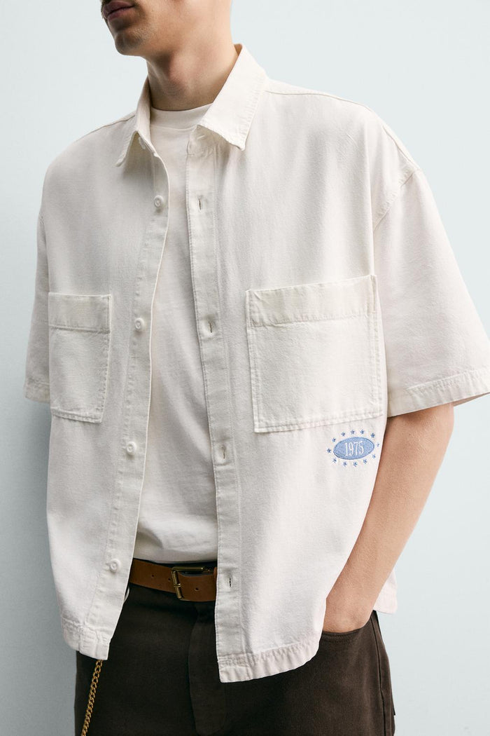 WASHED PRINT BOX FIT SHIRT